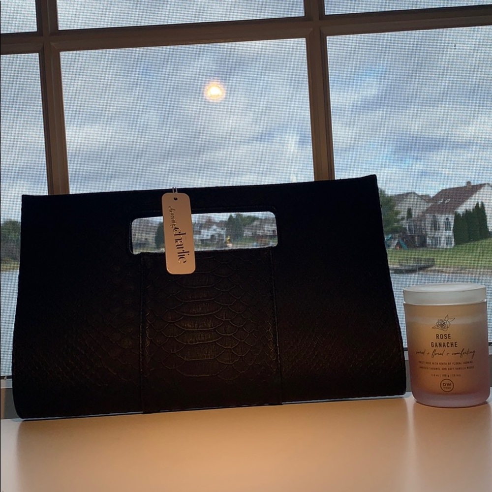 Black Snakeskin Clutch